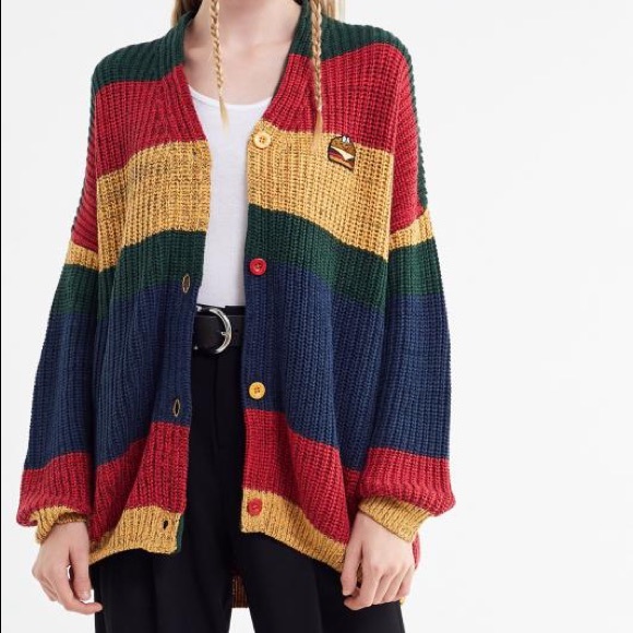 Lazy Oaf Burger Stripe Cardigan Small 